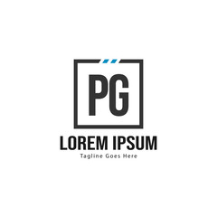 Initial PG logo template with modern frame. Minimalist PG letter logo vector illustration