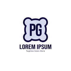 Initial PG logo template with modern frame. Minimalist PG letter logo vector illustration