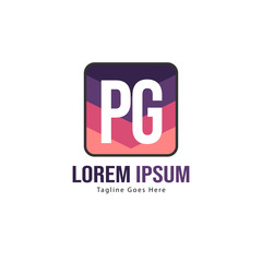 Initial PG logo template with modern frame. Minimalist PG letter logo vector illustration