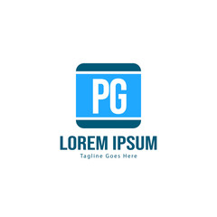 Initial PG logo template with modern frame. Minimalist PG letter logo vector illustration