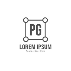 Initial PG logo template with modern frame. Minimalist PG letter logo vector illustration