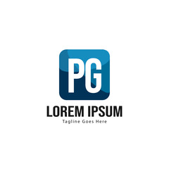 Initial PG logo template with modern frame. Minimalist PG letter logo vector illustration