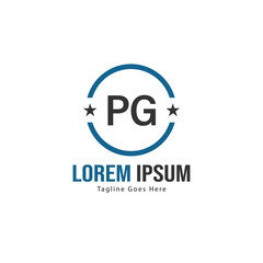 Initial PG logo template with modern frame. Minimalist PG letter logo vector illustration