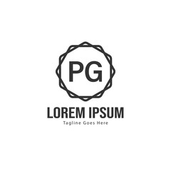 Initial PG logo template with modern frame. Minimalist PG letter logo vector illustration