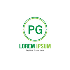 Initial PG logo template with modern frame. Minimalist PG letter logo vector illustration