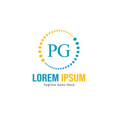 Initial PG logo template with modern frame. Minimalist PG letter logo vector illustration