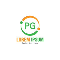 Initial PG logo template with modern frame. Minimalist PG letter logo vector illustration