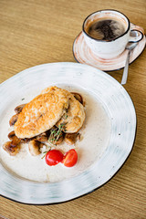 cutlet with mushrooms and cream sauce