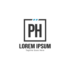 Initial PH logo template with modern frame. Minimalist PH letter logo vector illustration