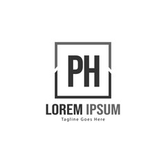 Initial PH logo template with modern frame. Minimalist PH letter logo vector illustration