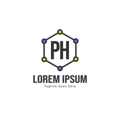 Initial PH logo template with modern frame. Minimalist PH letter logo vector illustration