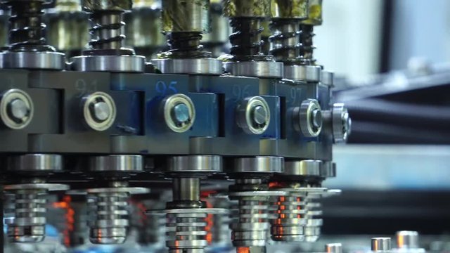 Close-up of the robots being used as part of the industry in the current account footage 4K
