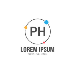 Initial PH logo template with modern frame. Minimalist PH letter logo vector illustration