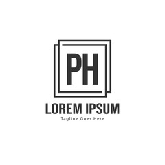 Initial PH logo template with modern frame. Minimalist PH letter logo vector illustration