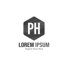 Initial PH logo template with modern frame. Minimalist PH letter logo vector illustration
