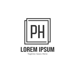 Initial PH logo template with modern frame. Minimalist PH letter logo vector illustration