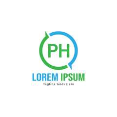 Initial PH logo template with modern frame. Minimalist PH letter logo vector illustration
