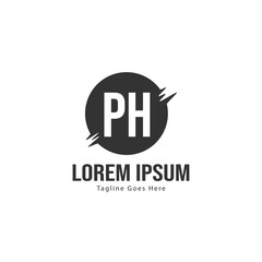 Initial PH logo template with modern frame. Minimalist PH letter logo vector illustration