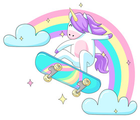 Cool unicorn skater. Cute vector illustration