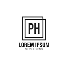 Initial PH logo template with modern frame. Minimalist PH letter logo vector illustration