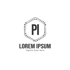 Initial PI logo template with modern frame. Minimalist PI letter logo vector illustration