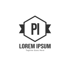 Initial PI logo template with modern frame. Minimalist PI letter logo vector illustration