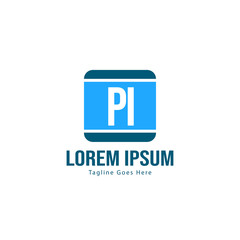 Initial PI logo template with modern frame. Minimalist PI letter logo vector illustration