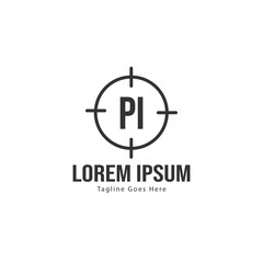 Initial PI logo template with modern frame. Minimalist PI letter logo vector illustration