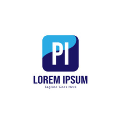 Initial PI logo template with modern frame. Minimalist PI letter logo vector illustration
