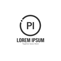 Initial PI logo template with modern frame. Minimalist PI letter logo vector illustration