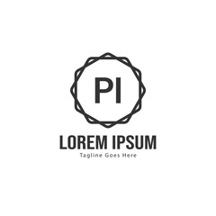 Initial PI logo template with modern frame. Minimalist PI letter logo vector illustration