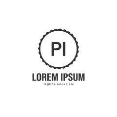 Initial PI logo template with modern frame. Minimalist PI letter logo vector illustration