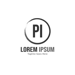 Initial PI logo template with modern frame. Minimalist PI letter logo vector illustration