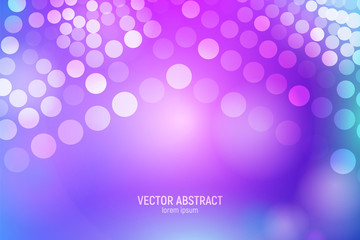 Purple circles abstract background. 3D abstract purple and blue background with circles, lens flares and glowing reflections. Vector illustration.