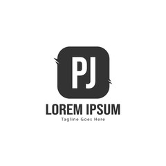 Initial PJ logo template with modern frame. Minimalist PJ letter logo vector illustration