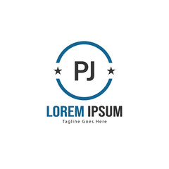 Initial PJ logo template with modern frame. Minimalist PJ letter logo vector illustration
