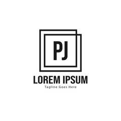 Initial PJ logo template with modern frame. Minimalist PJ letter logo vector illustration