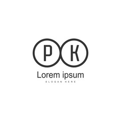 Initial PK logo template with modern frame. Minimalist PK letter logo vector illustration