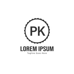 Initial PK logo template with modern frame. Minimalist PK letter logo vector illustration