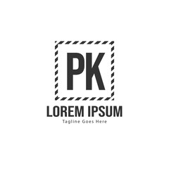 Initial PK logo template with modern frame. Minimalist PK letter logo vector illustration