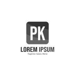 Initial PK logo template with modern frame. Minimalist PK letter logo vector illustration
