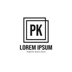 Initial PK logo template with modern frame. Minimalist PK letter logo vector illustration