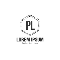 Initial PL logo template with modern frame. Minimalist PL letter logo vector illustration