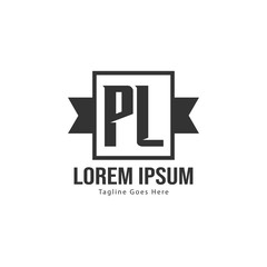 Initial PL logo template with modern frame. Minimalist PL letter logo vector illustration