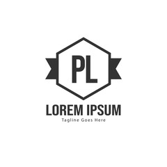 Initial PL logo template with modern frame. Minimalist PL letter logo vector illustration