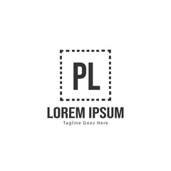 Initial PL logo template with modern frame. Minimalist PL letter logo vector illustration