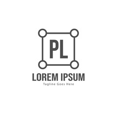Initial PL logo template with modern frame. Minimalist PL letter logo vector illustration