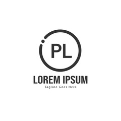 Initial PL logo template with modern frame. Minimalist PL letter logo vector illustration