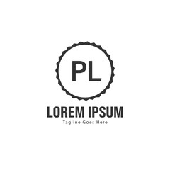 Initial PL logo template with modern frame. Minimalist PL letter logo vector illustration