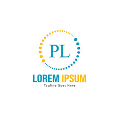 Initial PL logo template with modern frame. Minimalist PL letter logo vector illustration